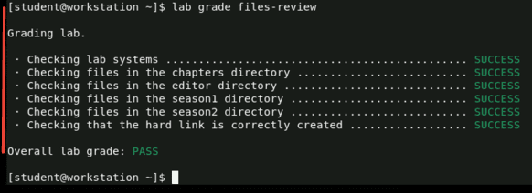 Screenshot of the output of the lab grading script