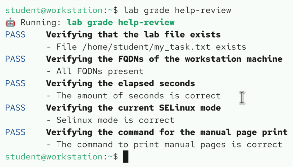 output of a sample grade report