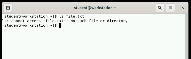 Terminal window showing an error message for a missing file.